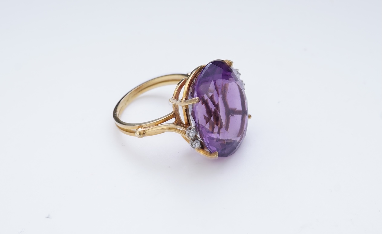 An amethyst and diamond ring